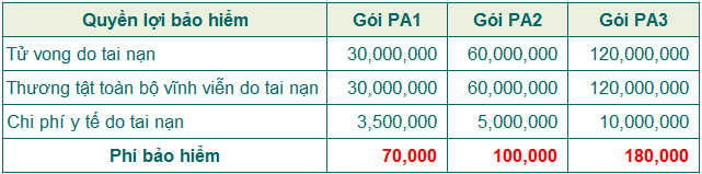 Bảo hiểm tai nạn gói nâng cao PA2